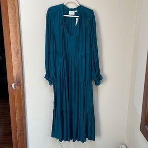 Teal colored Maeve dress from Anthropologie.